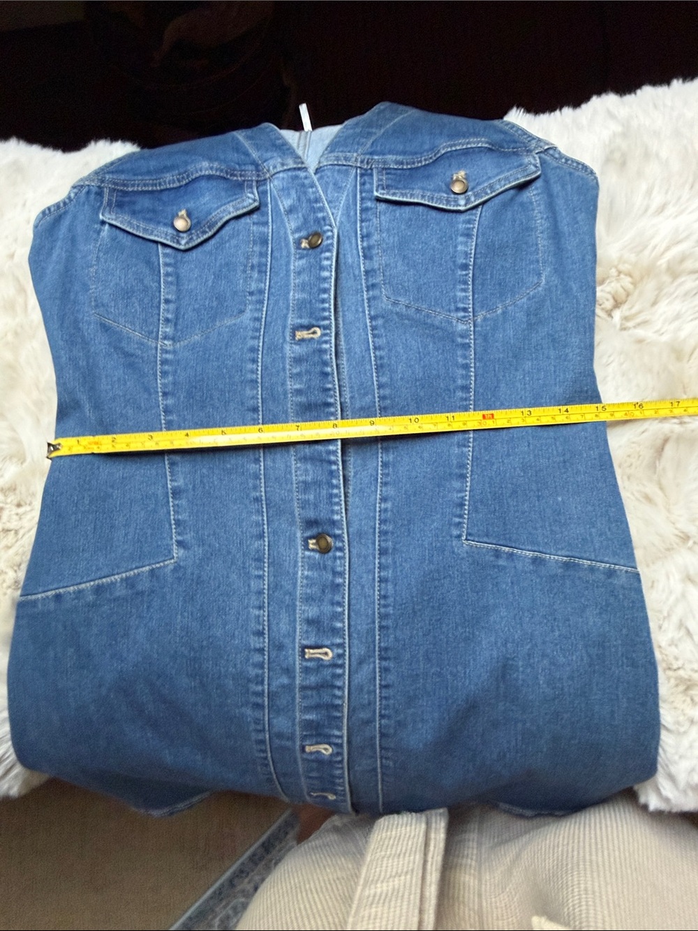 Free People Blue Denim Button-Front Mini Dress - Picture 13 of 13